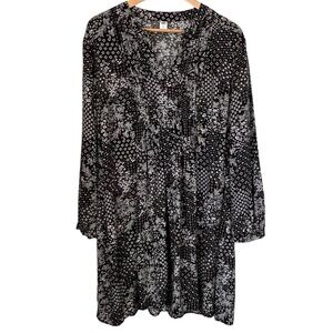 Old Navy Black & White Floral Loose Fit Dress Size XL